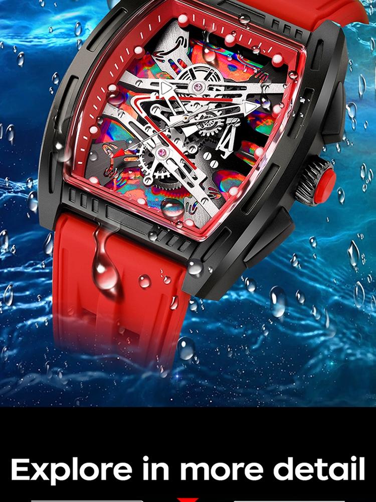 1Pcs Brand Men's Barrel shape Watches Waterproof, Trendy Retro Style Watch for Man,Luxury Male Quartz Wristwatch, Silicone strap/ABS plastic case, Fashion Trend Men Business Watch, Holiday Birthday Gifts