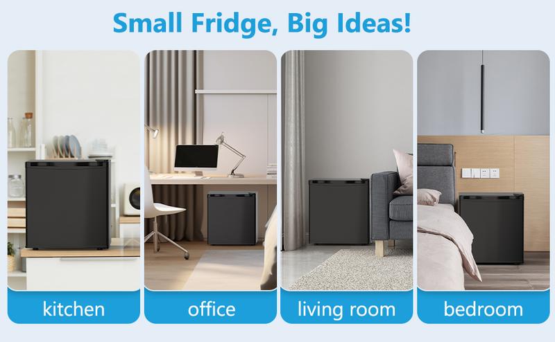 COWSAR 1.6 Cu.ft Mini Fridge with Freezer, Compact Single Reversible Door Refrigerator, Adjustable Thermostat, Ultra Quiet, Energy Efficient for Office, Dorm, Bedroom, Apartment