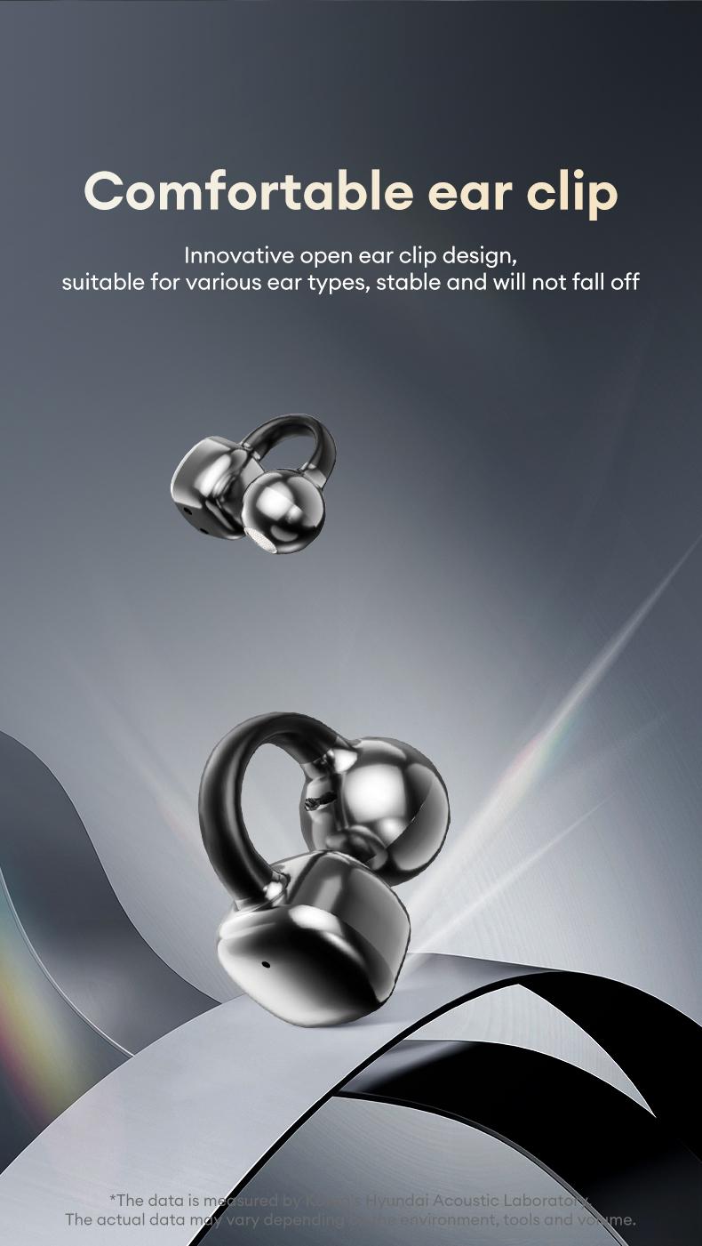 MGALL C02 (Supports Translation in 169 Languages) AI Edition Clip On Ear Headphones with LCD Full Color Touch Screen, Audio Wireless Headphones for Music & Phone Calls