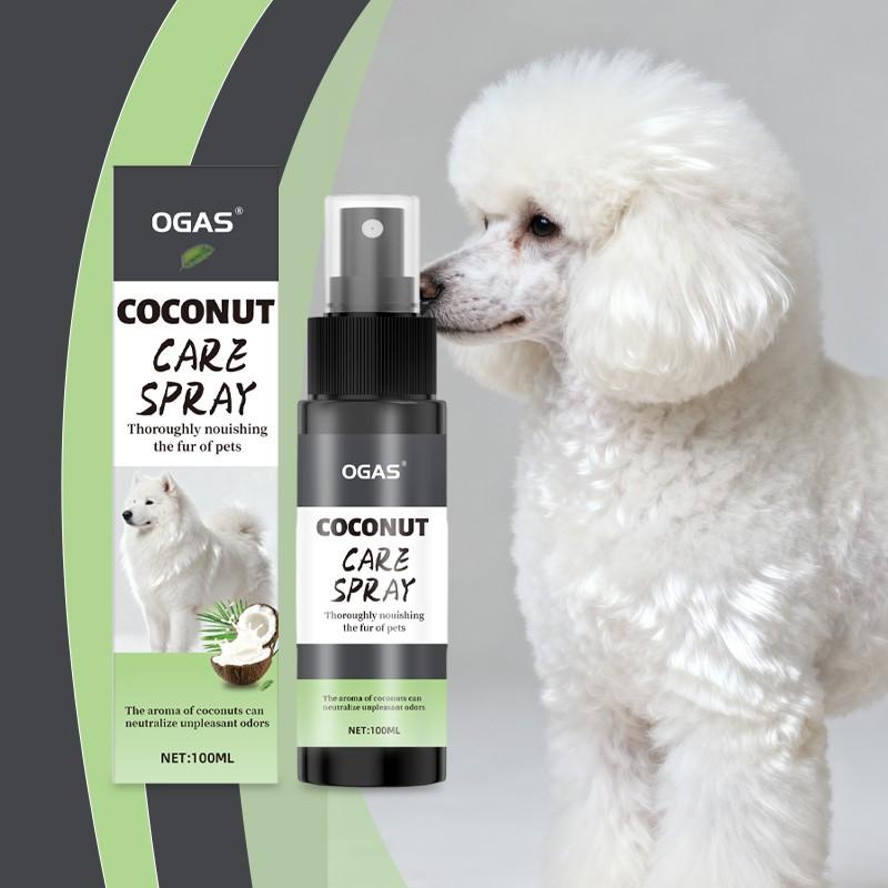 Pet Coconut Scented Care Spray, No Rinse Pet Fur Smoothing Spray, Dog Coat Softening and Shining Care Spray, Pet Grooming Essentials