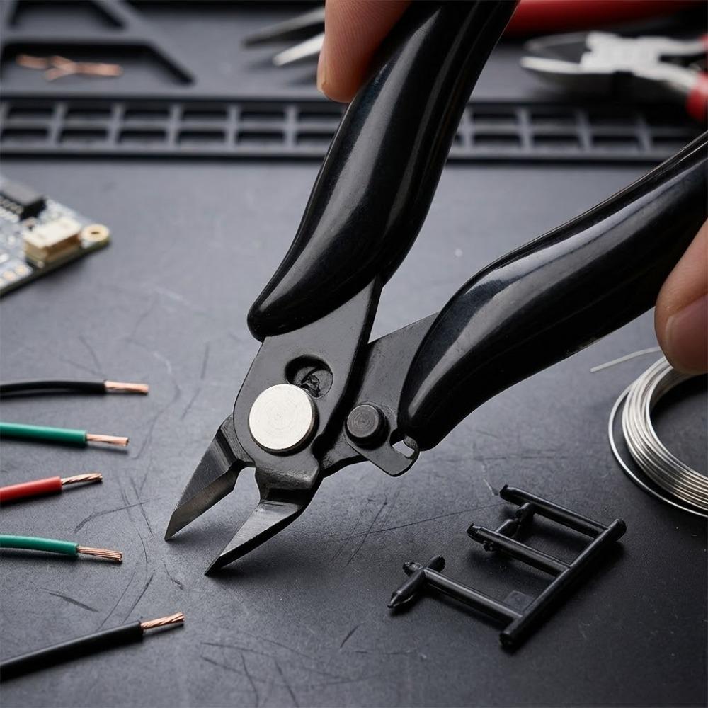 Professional Micro Precision Flush Cut Pliers Set - Multi-Use Jewelry & Craft Tool Kit with Locking Clip, Mini Flat & Diagonal Cutters for Model Building, Electronics Repair, Rust-Resistant. Fine Cutting for Wire, Copper, Diy jewelry.