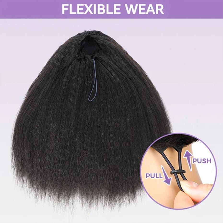 Bling Hair Glueless Wigs Human Hair Half Wig Upgrade 3 IN 1 Half Wig With Drawstring Seamless Clip Ins Flip Over Kinky Curly Human Hair No Glue No Lace Wig For Women 200% Density #halfwigtok #TikTokShopFallDealsForYou #TikTokShopHolidayHaul