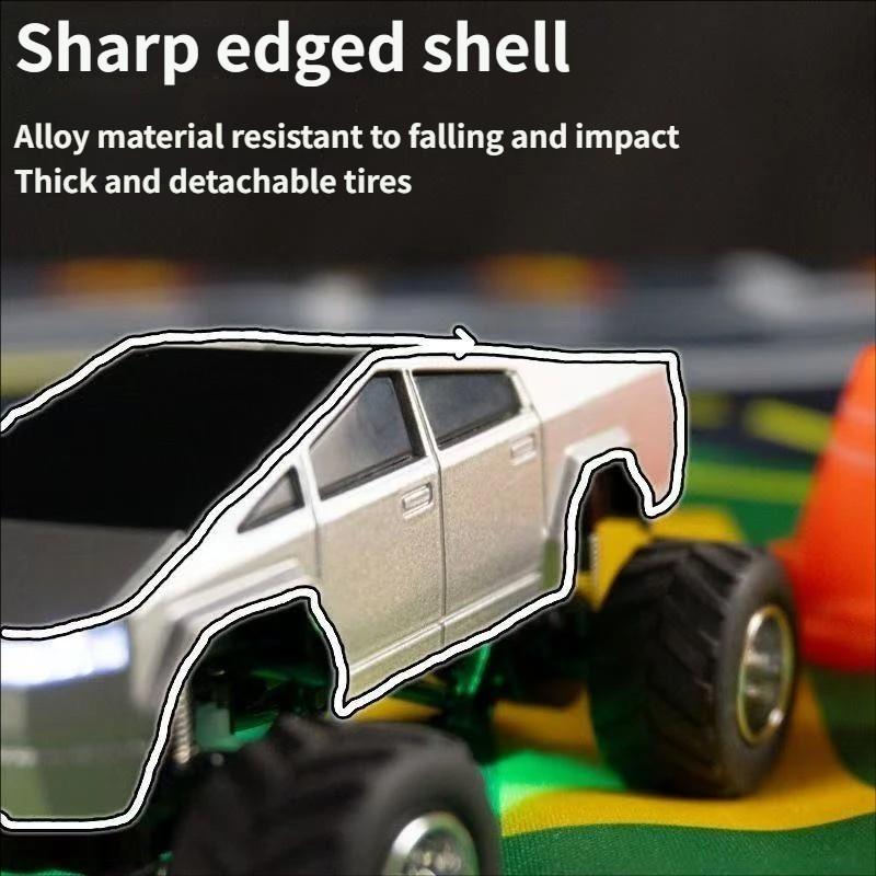 Tesla Pickup Remote Control Off-Road Vehicle, 1:64 Scale, High-End Alloy Plastic Anti-Drop Design, USB Rechargeable, Kids Holiday Gift