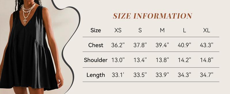 Yeokou Women's A-Line Sleeveless Mini Dress with Pockets V-neck Casual Loose Fit Sundress for Womenswear Comfortable Stretchy Material