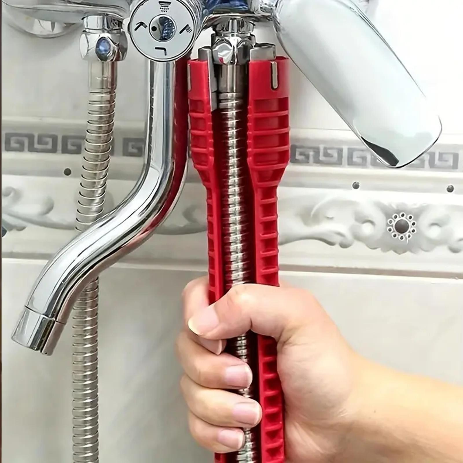 14-in-1 Faucet Wrench,Sink Faucet Installer Tool,Multi-functional Pipe Wrench,Bathroom Plumbing Installation & Repairs Wrench for Small Space Toilet Kitchen Bathroom Toilet Sink.