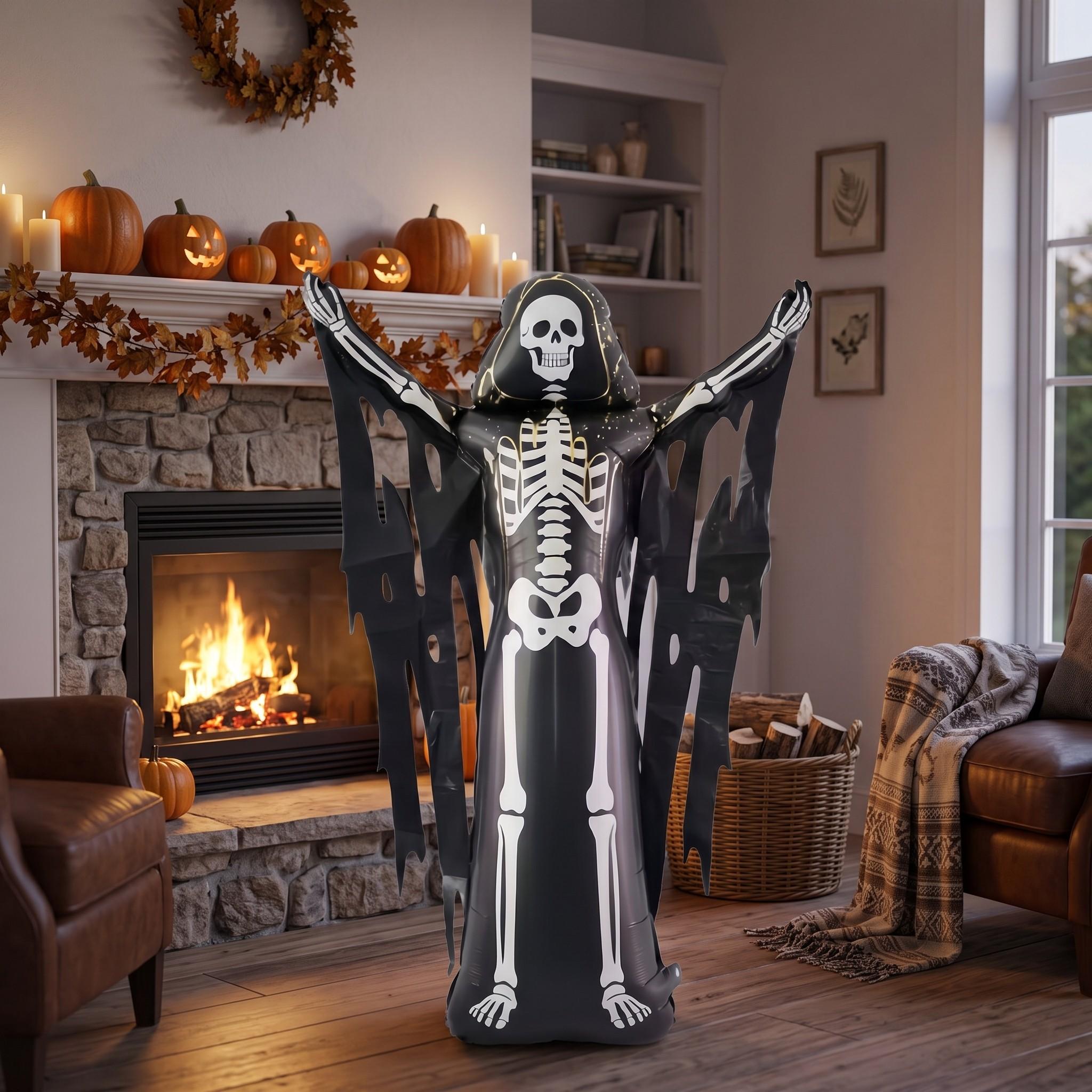 Grim Reaper Inflatable Prop for Party Photo Booth, Easy to Inflate, Perfect for Event Planners, Trick or Treat Vibe, Retro Style Decor