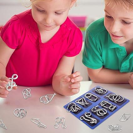 24pcs Metal Montessori Puzzle Solving Metal Wire Puzzle Pieces Solution Set 5.9''×7.08" Brain Teaser Wire Puzzle Chain Logic Educational Game Challenges Stress Relief Toys Thanksgiving Holiday Gift Ideas For Kids Men's Valentine Gifts