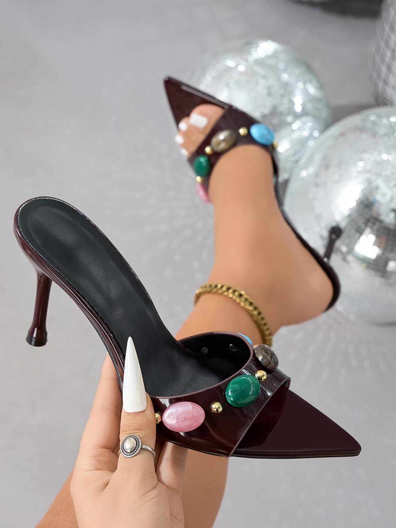 Women's Stiletto Heels Pointed Toe Design Medium Width Comfortable Fashion Perfect Daily Wear Ideal for Parties Banquets Birthdays Holidays Heel Sandals elegant women footwear" dressy party trendy classy essential