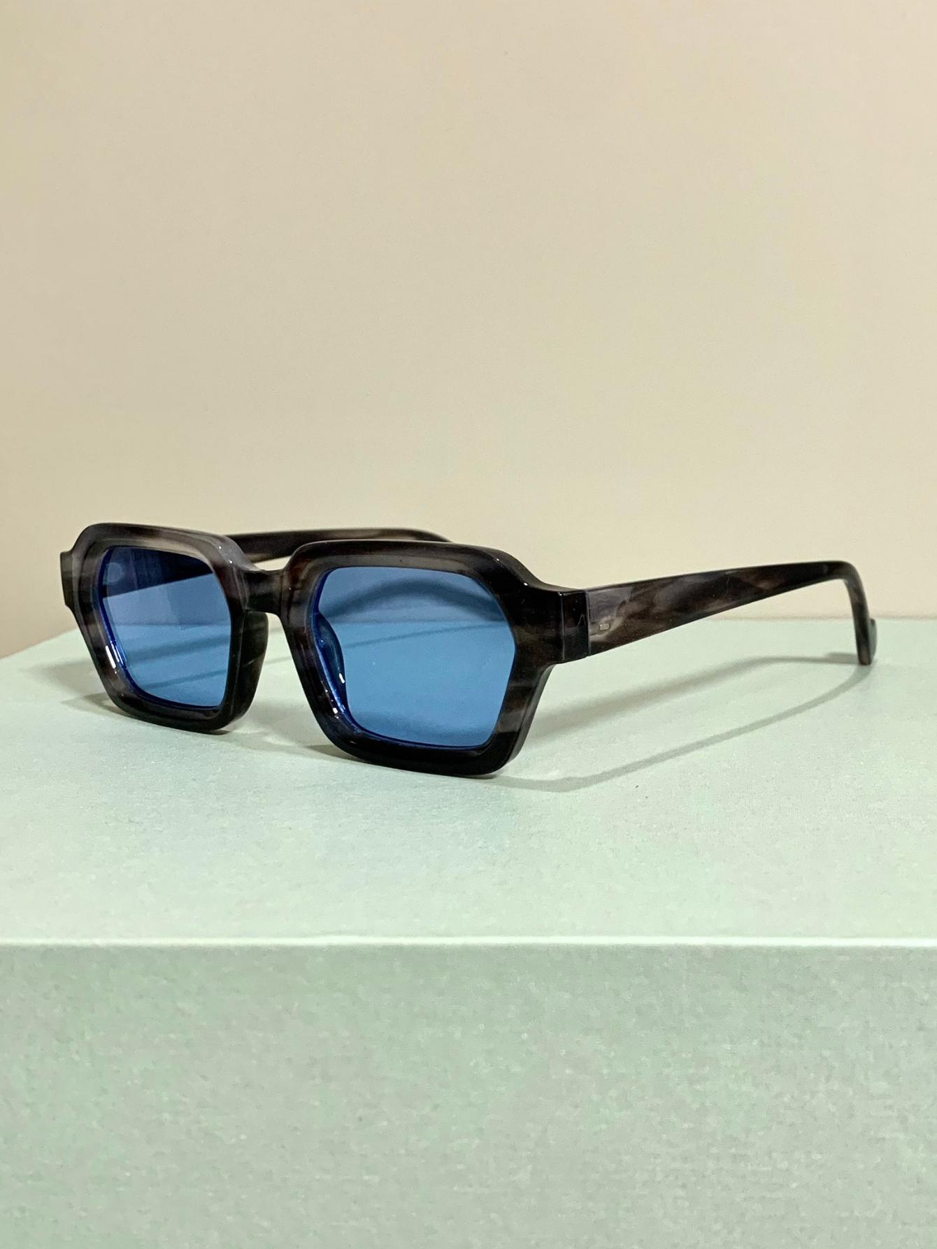 Small Frame Rectangular Glasses, Patchwork Trend Fashion Retro Decorative Eyeglasses for Men and Women