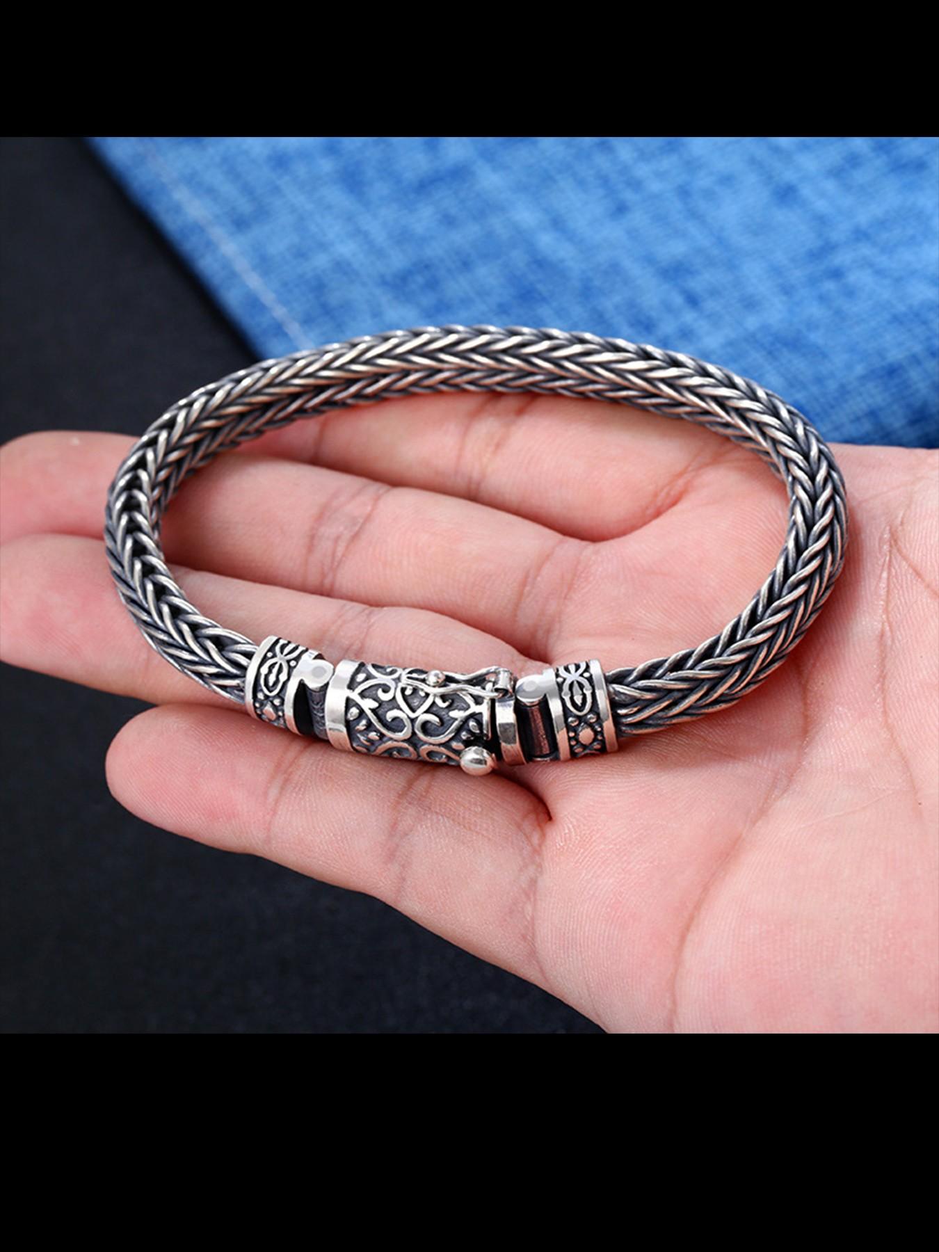 New Ethnic Style Vintage Worn Weave Dragon Bone Chain Fashion Unique Bracelet, Handmade Fox Tail Chain Bracelet, Trendy Accessory