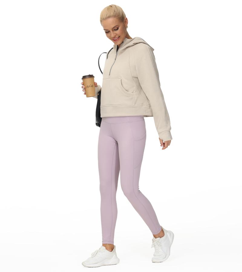 THE GYM PEOPLE Womens' Hoodies Half Zip Fleece Crop Pullover Sweatshirts with Pockets Thumb Hole  Casual Long Sleeve Tops y2k Kangaroo Activewear