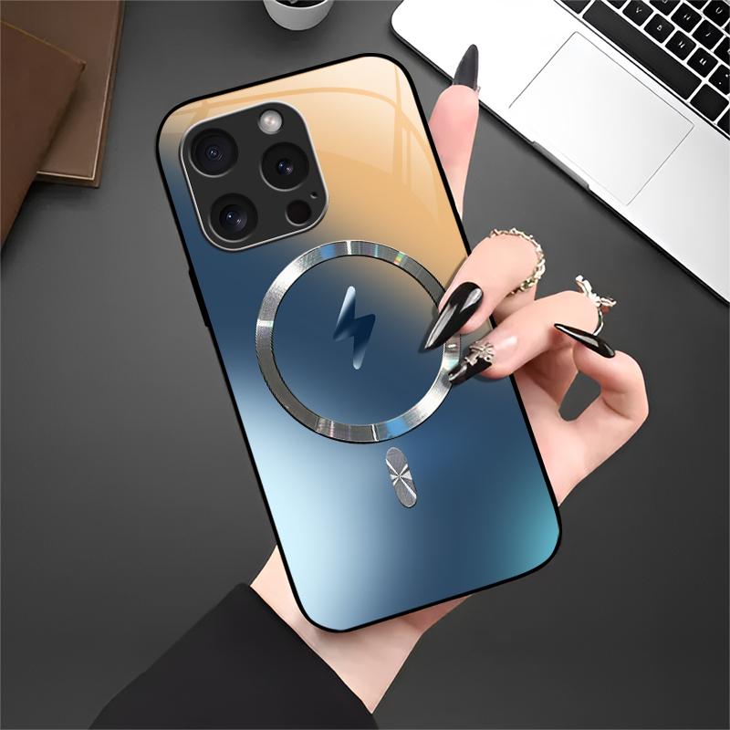 Luxury Ombre Gradient MagSafe Case – Futuristic Metallic Glossy Magnetic Cover for iPhone 16 Pro — 975
