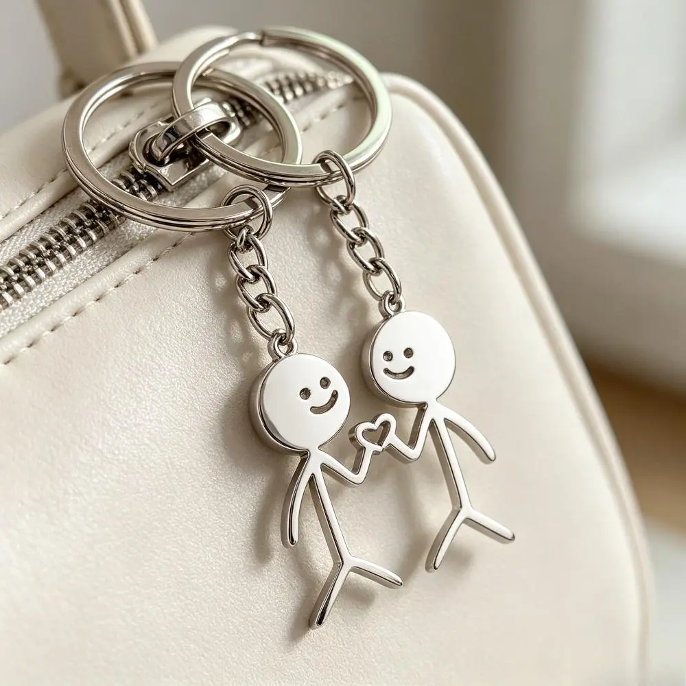 2pcs Cute Funny Matching Couple Keychains ~4cm Each, A Pair Ins Fashion Backpack Charms, Unique Small Pendant Gift for Couples & Girlfriends