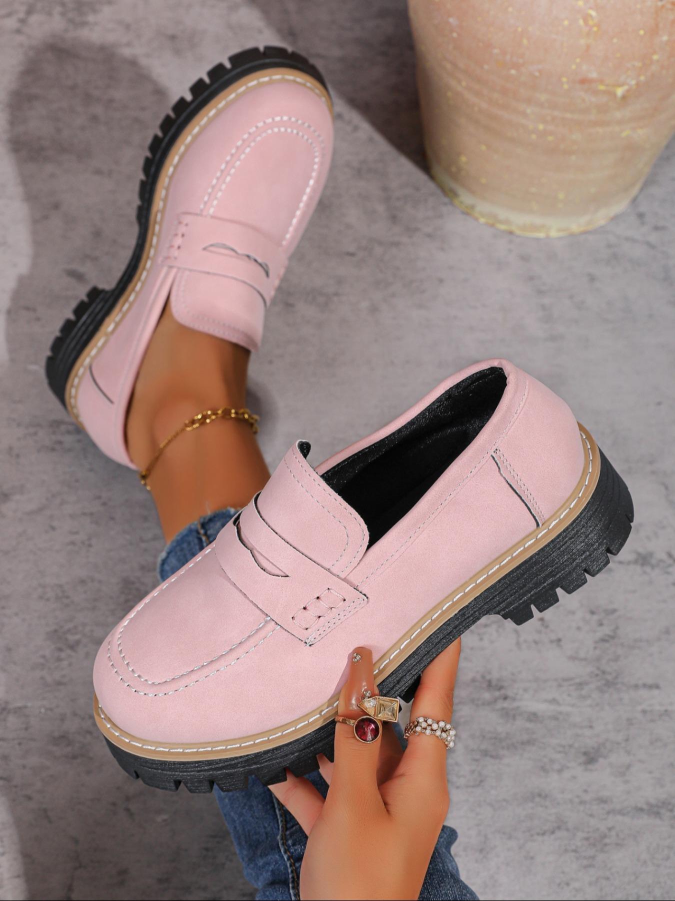 Women's Fashion Thick Sole Loafers, Cross Strap Design, One-Step Slip-On, Casual Comfortable All-Season Shoes, Perfect for Walking, Footwear