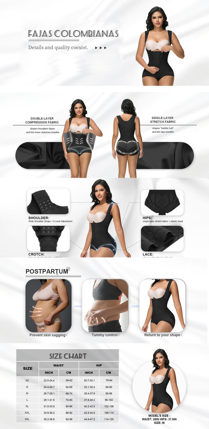 Fajas Colombianas Moldeadoras Shapewear Tummy Control Full  Post Surgery Compression Garment Shaping