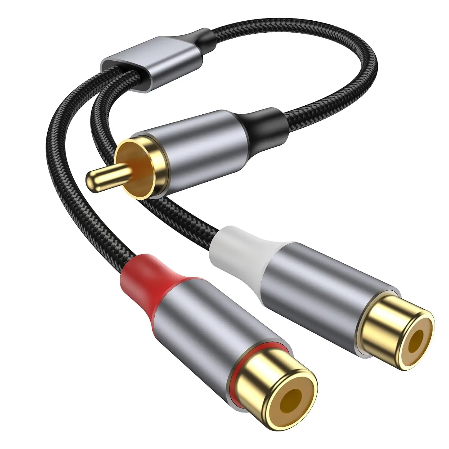 Splitter 1 Male to 2 Female Audio , 24K  Plated Plug,  Y Splitter Audio Video  Split Adapter for Amplifiers, Gaming Consoles, CD Player, Hi-Fi Systems, HDTV.
