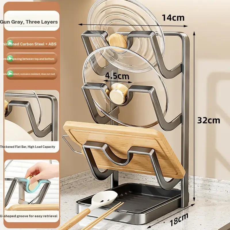 Multifunctional Kitchen Storage Rack, New Pot Lid Rack, Countertop Spatula Holder, Vertical Cutting Board Organizer, Chopping Board Organizer