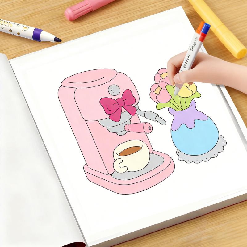 A set of fun coloring books, with thick high-quality paper, featuring fresh cartoon patterns of friends traveling together, designed to cultivate creativity, relieve stress, perfect for home leisure, adult coloring books, and an ideal Valentine's Day gift