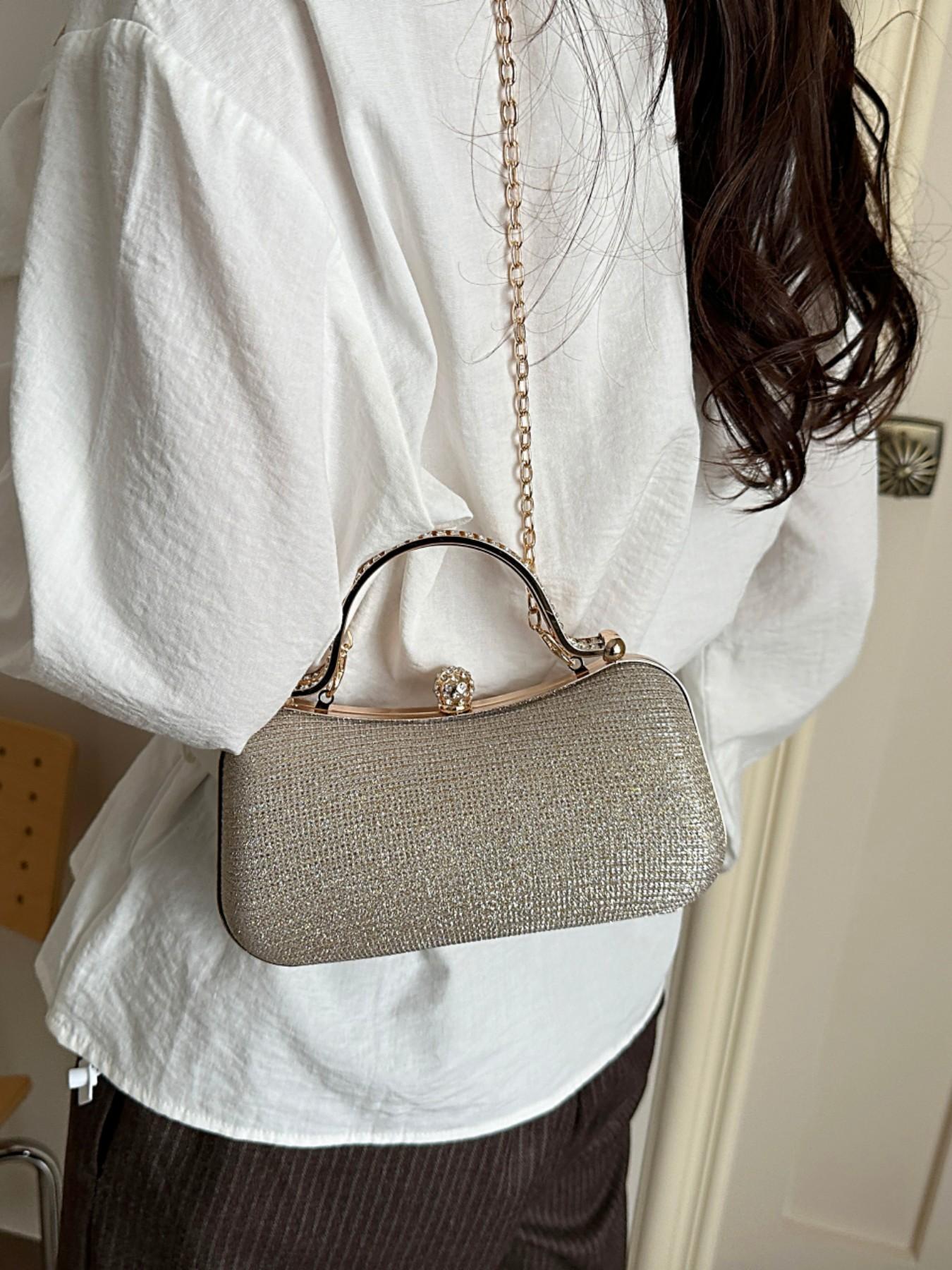 Elegant Rhinestone Bridal Bag, Sparkling Shoulder Clutch, Unique Design Party Evening Bag for Women, Perfect for Weddings & Events