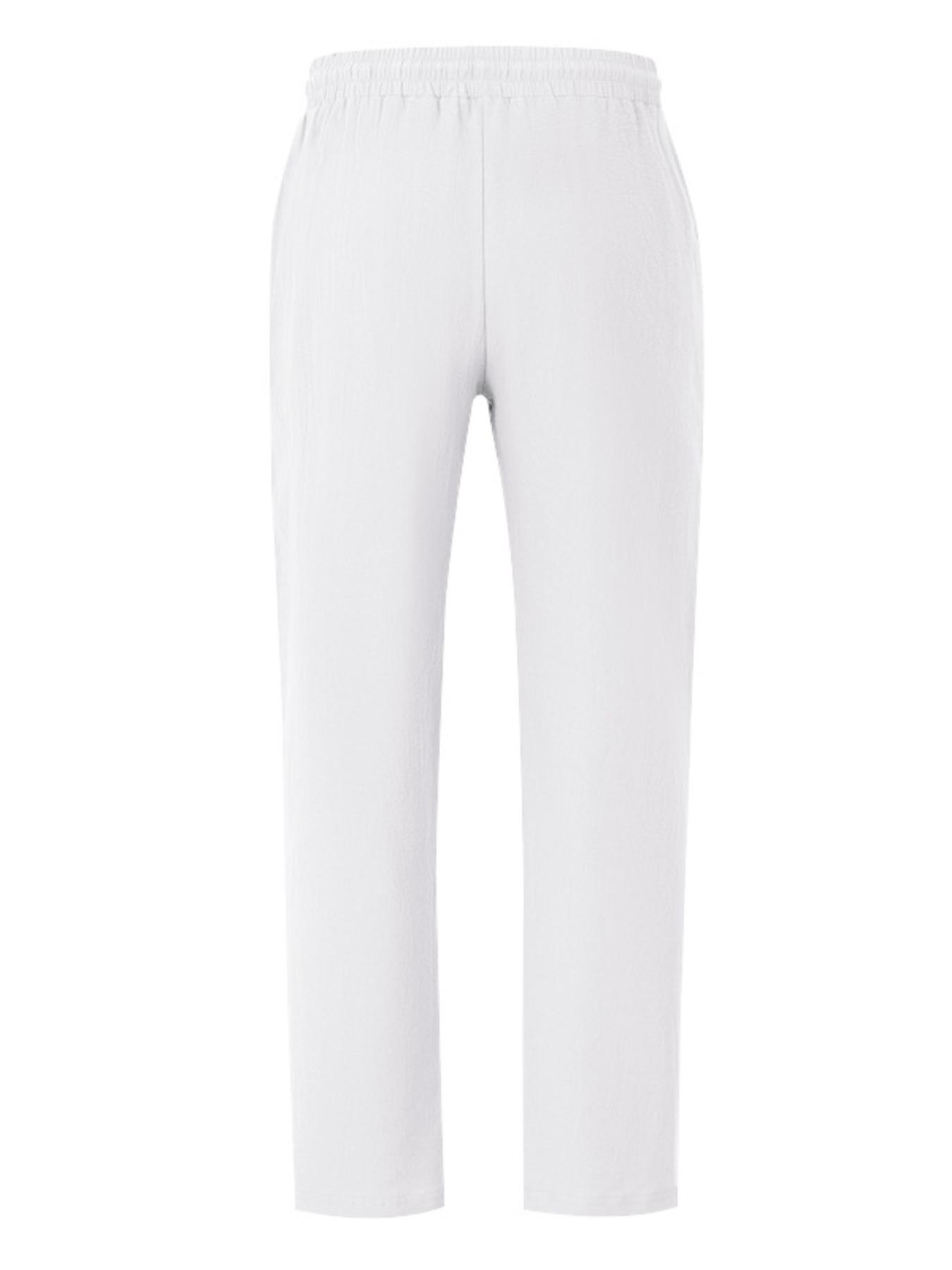 Men's summer linen long pants, in a relaxed and loose fit, suitable for daily wear, with breathable and comfortable fabric, suitable for hot weather, fashionable men's linen beach pants, trendy and simple linen straight-leg pants