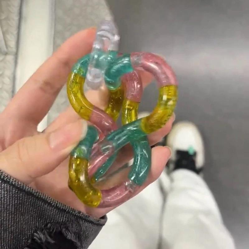 Deformable Rope Fidget Toy Deformation Rope Knot Pressure Stress Relief Toys Rrainbow Color Anti Stress Deformable Rope Best Toy