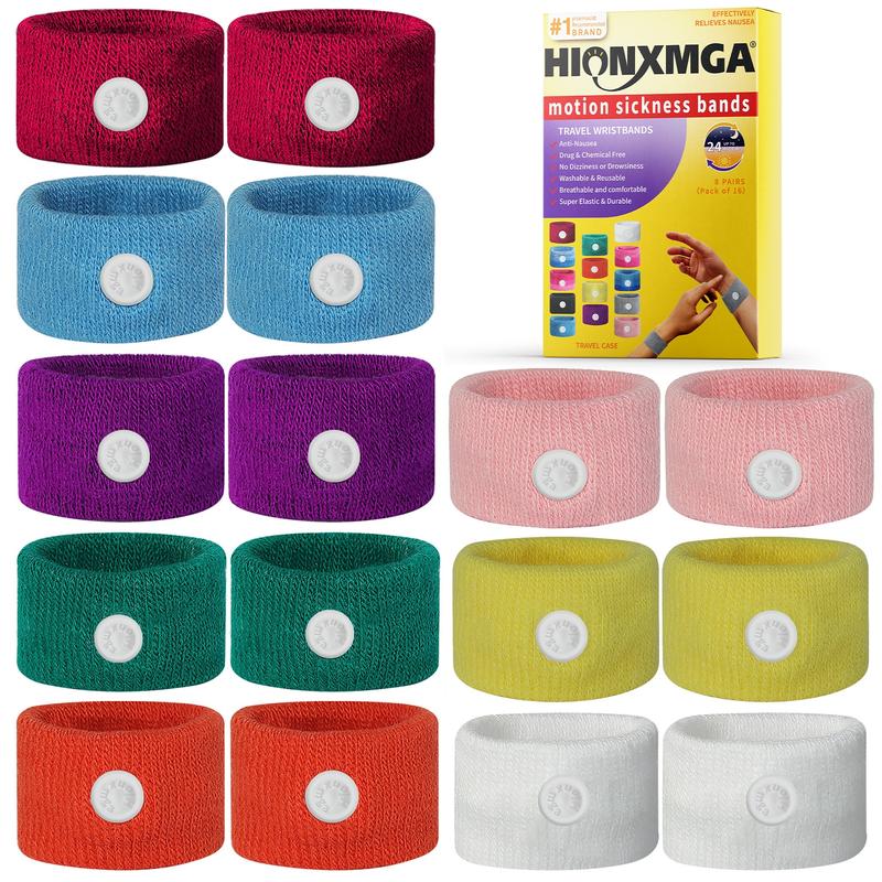 Anti-Nausea Wristbands, Motion Sickness Relief Bands, Sports Compression Wristbands and Finger Straps, Suitable for Car, Sea, Air Travel, Wrist Accessories