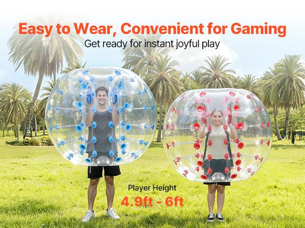 VEVOR Unisex 2-Pack Inflatable Bumper Balls, 5FT/1.5M Sumo Zorb with Adjustable Shoulder Strap, 0.8mm Thick PVC for Teens/Adults, Family/Friends Outdoor Sports Gaming