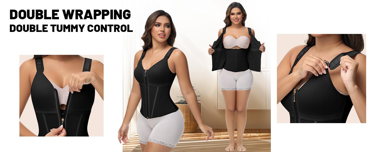 SHAPESHE Waist Shapewear Corset for Women 2-Layers Sport Workout Shapewear Vest