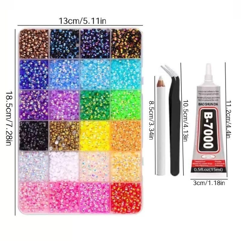 DIY Diamond Bedazzling Glitter Kit with 3mm Mixed Resin Rhinestones & B7000 Glue, Perfect for DIY Crafts, Clothing, Nail Art Supplies & Glitter Decorative Nails