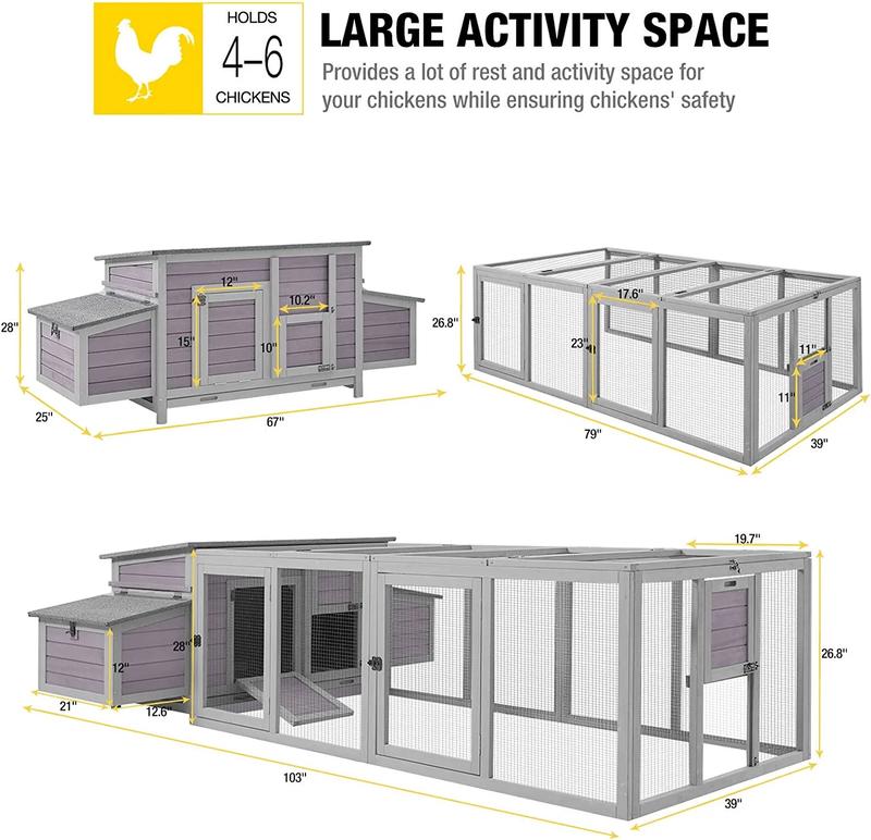 Aivituvin-AIR45 Large Hen House with Run for 4-6 Chickens Aivituvin-AIR45 Large Hen House with Run for 4-6 Chickens
