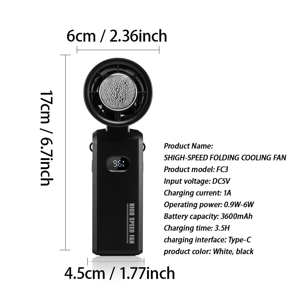 The 2026 newly upgraded handheld cooling folding fan, featuring a mini semiconductor 100-level turbo digital display ice-cooling fan, a large-capacity 3600mAh fan, strong wind power, and a lightweight design, is suitable for both home and outdoor use
