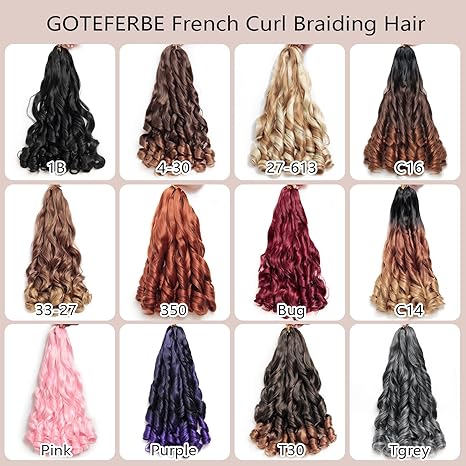 French Curly Braiding Hair 12Inch Loose Wavy 8 Packs #1B Black Bouncy Braiding Hair Extensions  Synthetic French Curl Crochet Hair Extensions for black women（8packs,12Inch)