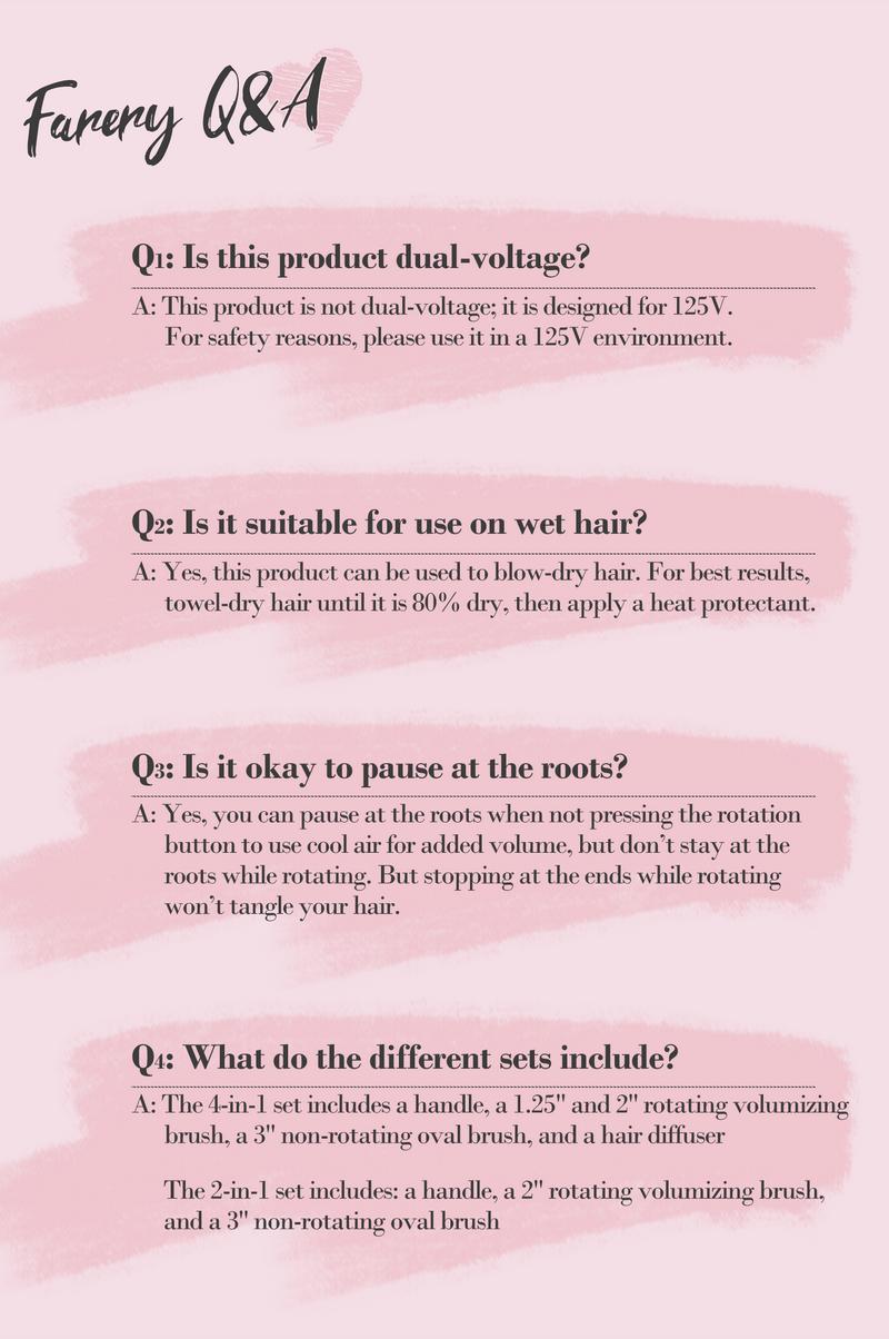 Farery 2-in-1 Blow Dryer Brush Set for Frizz-Free Blowout | 2-inch Rotating Hair Dryer Brush & 3-inch Hot Air Brush with Oval Barrel