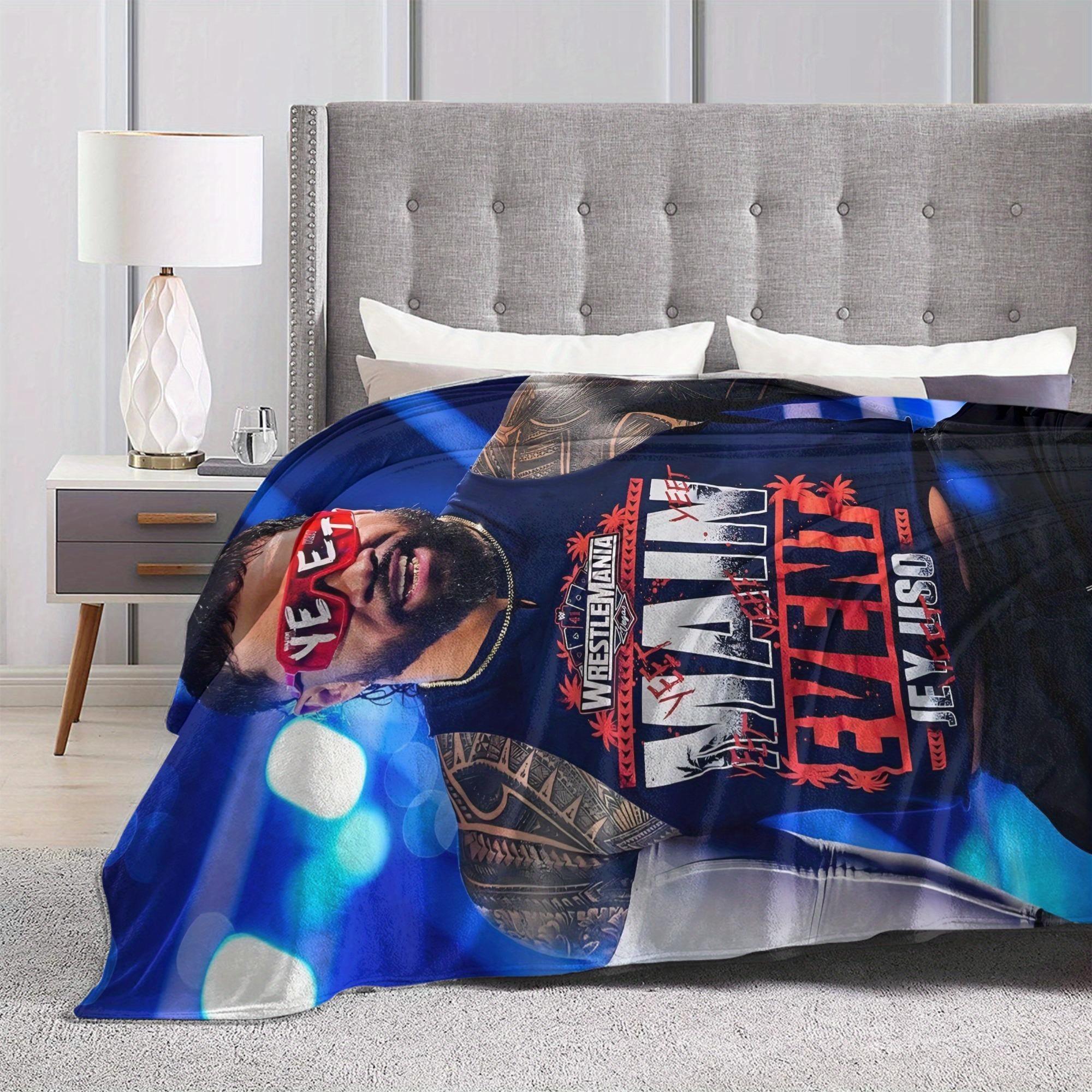 A Jey Uso pattern printed flannel blanket, soft and suitable for all seasons, perfect for bed, sofa, office or travel camping, a gift for fans