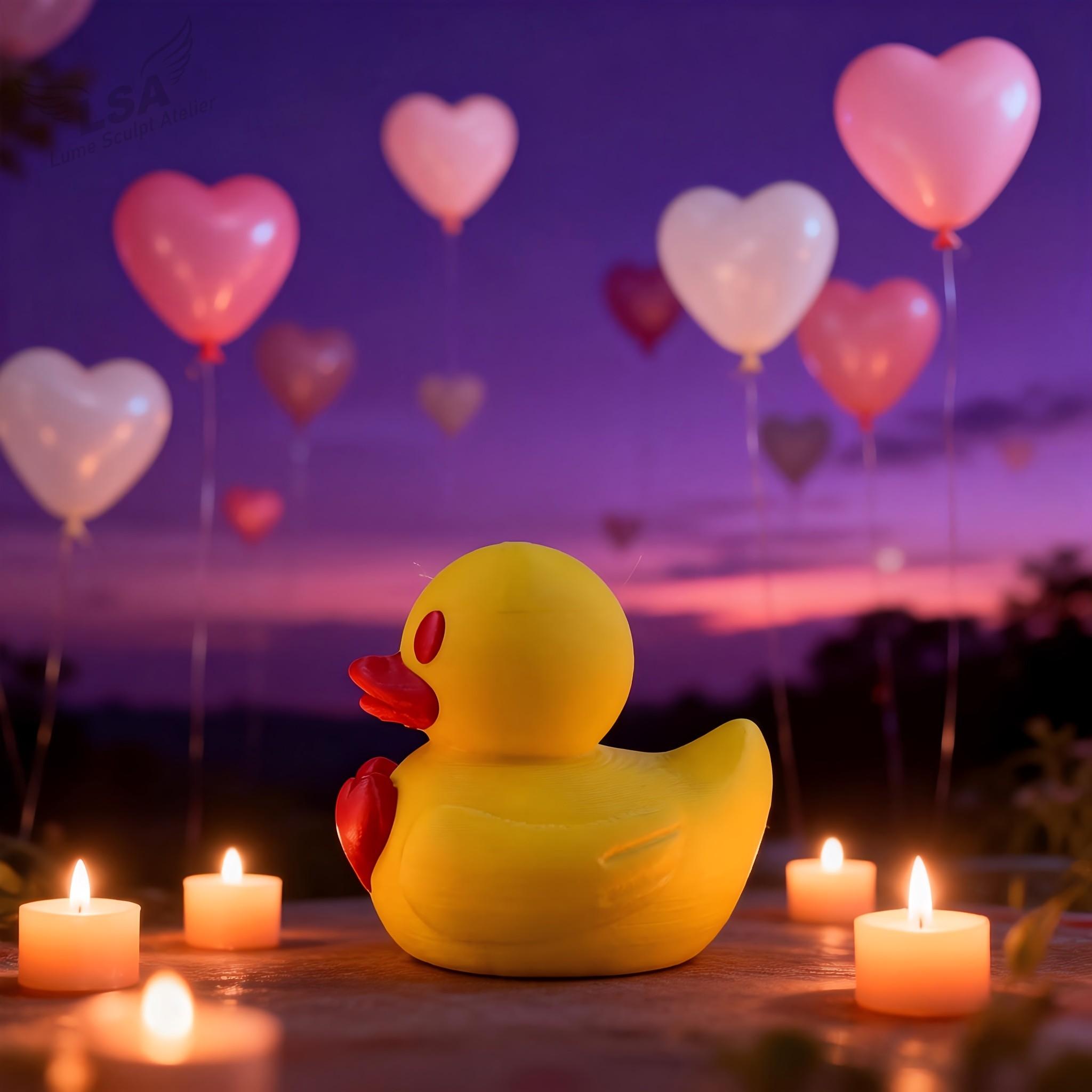 Love Heart Duck Figurine, Romantic Style Collectible Handmade Decor, Creative Art Display Piece for Home Office Desk Decoration