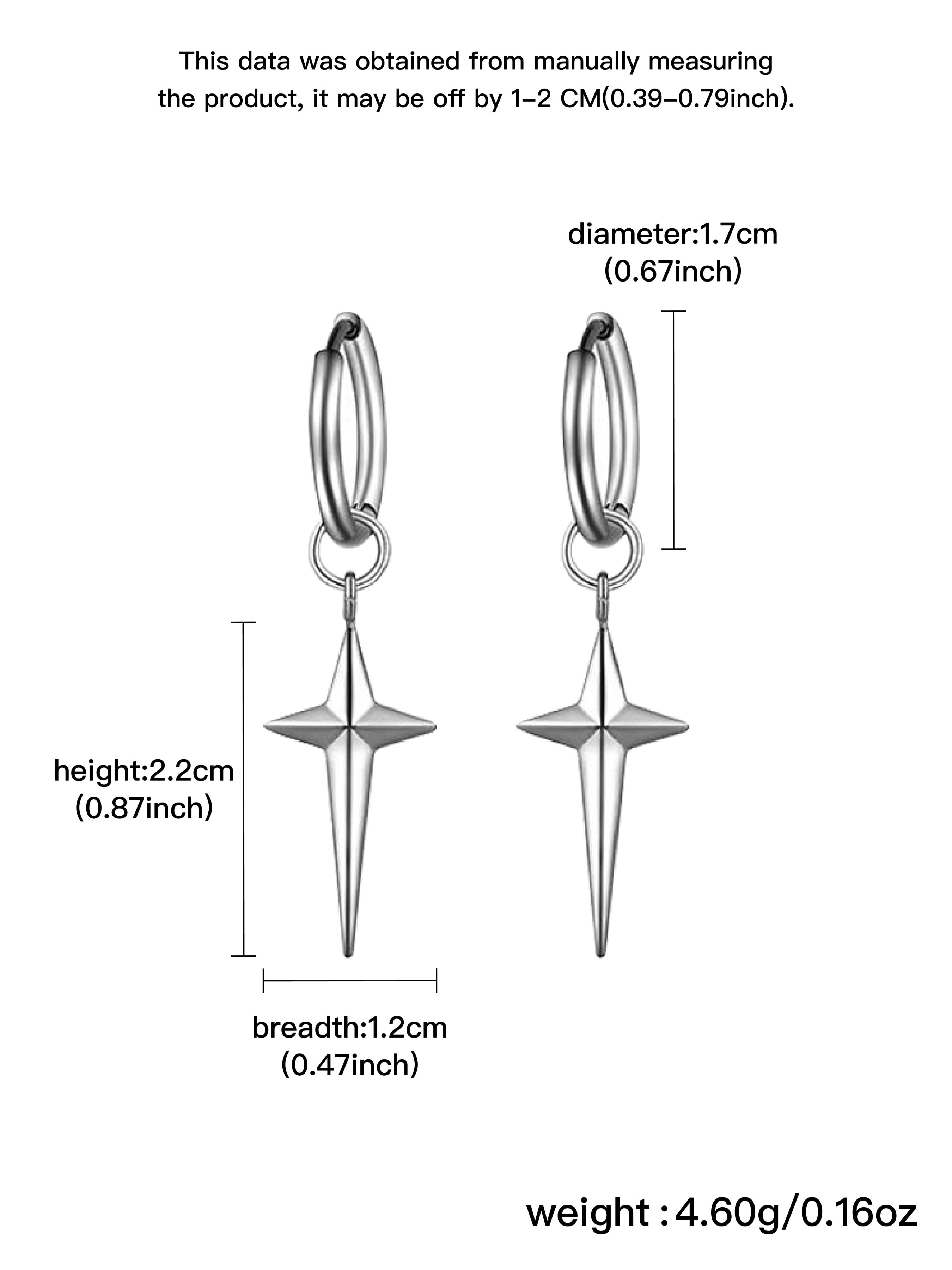 Unisex Stainless Steel Cross Pendant Earrings, Trendy Hip Hop Fashion Jewelry, Perfect Gift for All Seasons, Versatile Accessory