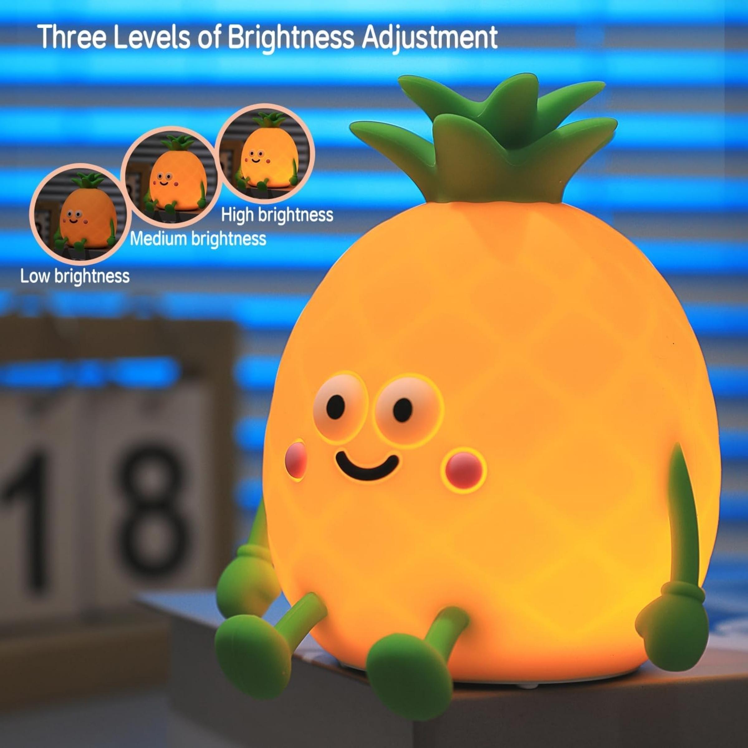 Cute Pineapple Shape Colorful Night Light, Warm Light 3 Levels Brightness and 7 Colors Light, with timer, USB Rechargeable Ambient Lamp Suitable for Bedroom, Living Room and Children's Room