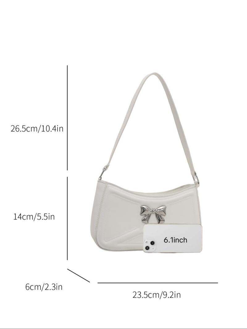 Women's Elegant Bowknot Decorated Shoulder Bag, Fashionable Solid Color Crossbody Bag for Work & Daily Used, Casual Trendy Versatile High-quality Daily Commuting Bag, Casual Trendy Purse