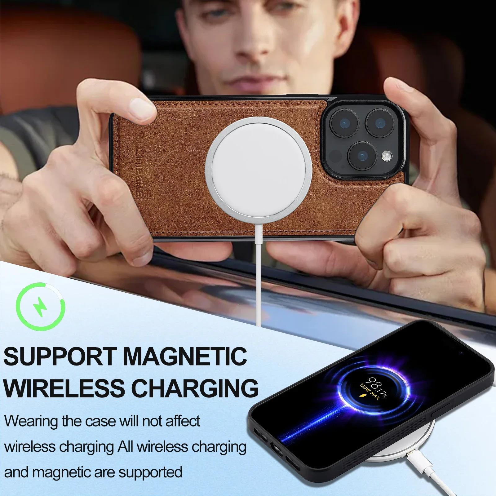 Detachable Magnetic 2 In 1 Leather Case For iPhone 16E 17 1615 14 13 12 11 Pro  Card Pocket Phone Cover