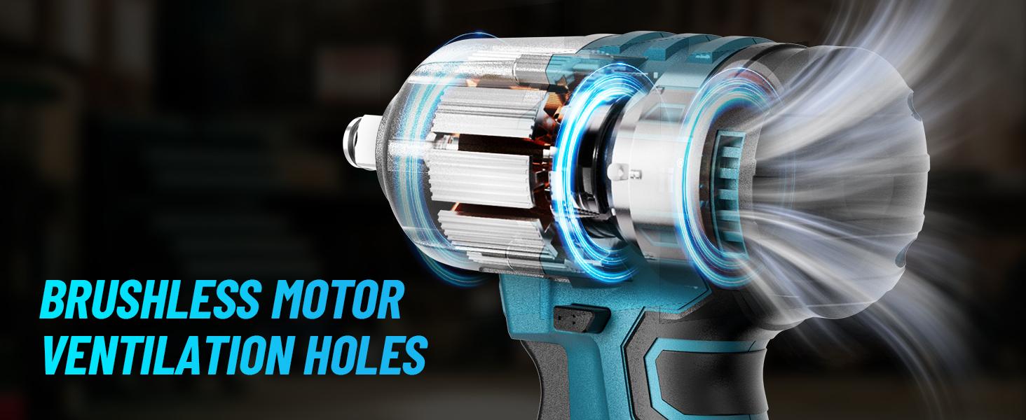 Seesii Cordless Brushless Impact Wrench 1/2 inch, (450N.m) 332Ft-lbs Max Torque Electric Impact Wrench One 4.0Ah Battery, Charger & 4 Sockets, Power Impact Driver for Car Home, Black Friday Deals