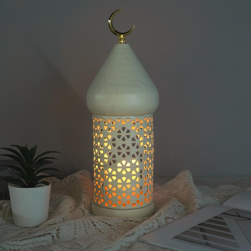 Islamic Mosque Style Hollow Candle Holder, Ramadan Decoration, 1pc New Moon Lantern, Eid Mubarak Ornament, Festive Home Decor, Interior Decoration Accessories