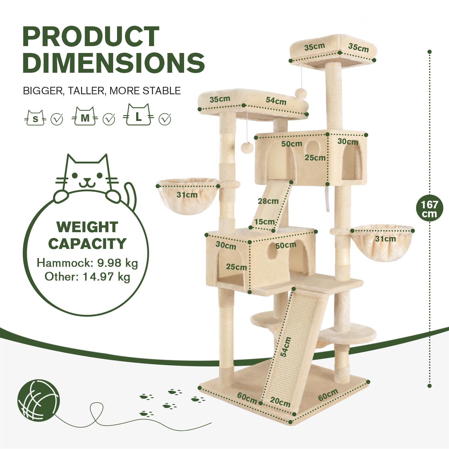 MUTICOR 65in Multi-Level Cat Tree Tower for Indoor Big Cats with Cozy Plush Perches,Cat Condo,Sisal Scratching Posts & Hammock and Baskets#TikTokShopBlackFriday #ChristmasGifts
