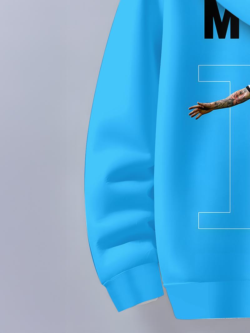 Boys' Football Theme Hoodie & Jogger Set, Casual Fitted Sportswear for Spring & Fall, Warm Comfortable School Training Daily Wear