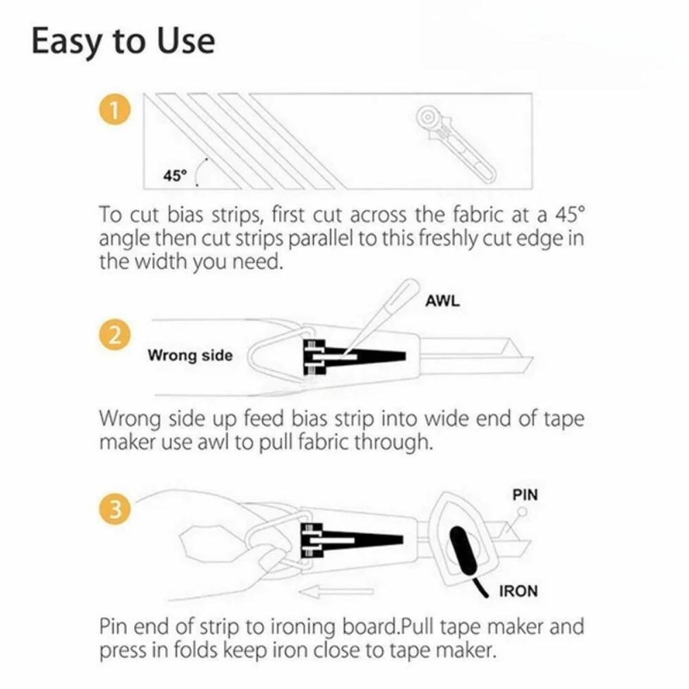 Adjustable Multi-Size Bias Tape Maker, DIY Sewing Foot Attachment, Non-Slip Hemming Tool, Quick Binding Folder, Easy Tape Maker, Presser Foot for Home Sewing, Craft Supplies, Bias Binding Kit, Sewing Accessories