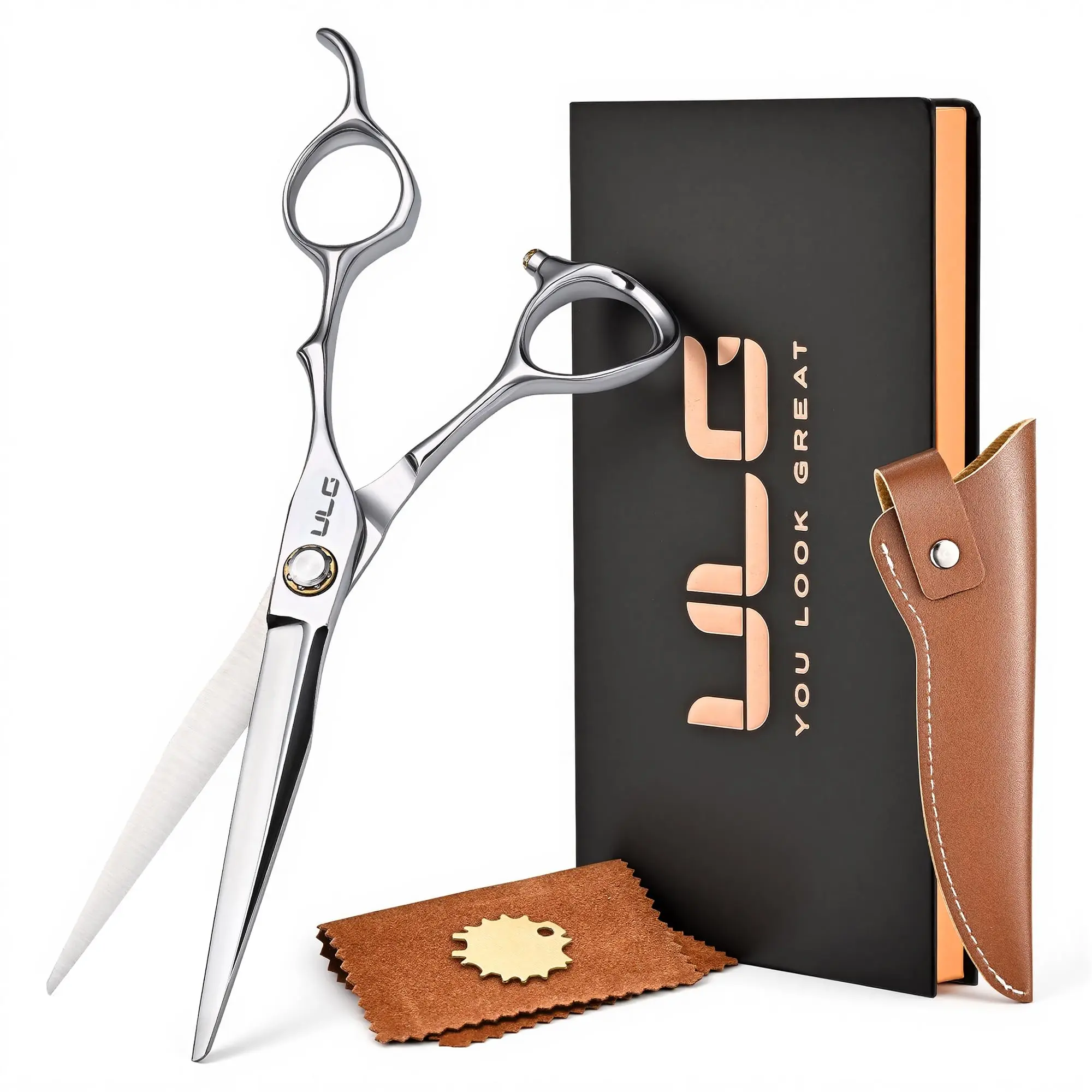 ULG Professional 6.5" Right-Hand Haircare Styling Tool Hair Scissors - Japanese 440C Stainless Steel, Hand-Honed Smooth Razor-Sharp Blades, Adjustable Screw, Ergonomic Offset Handle for Stylists, Home Haircuts