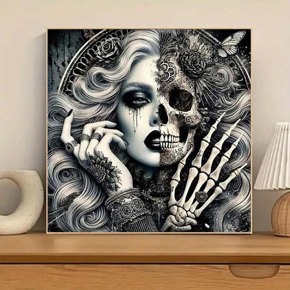 DIY 5D Flocking Cloth Diamond Painting Kit, AB Diamonds, Fairy Dust Diamonds, Crystal Diamonds, Hands, Bones, Flowers Diamond Embroidery, Special Craft Art Set, Wall Decor, Gift for Family, Loved Ones, Friends.