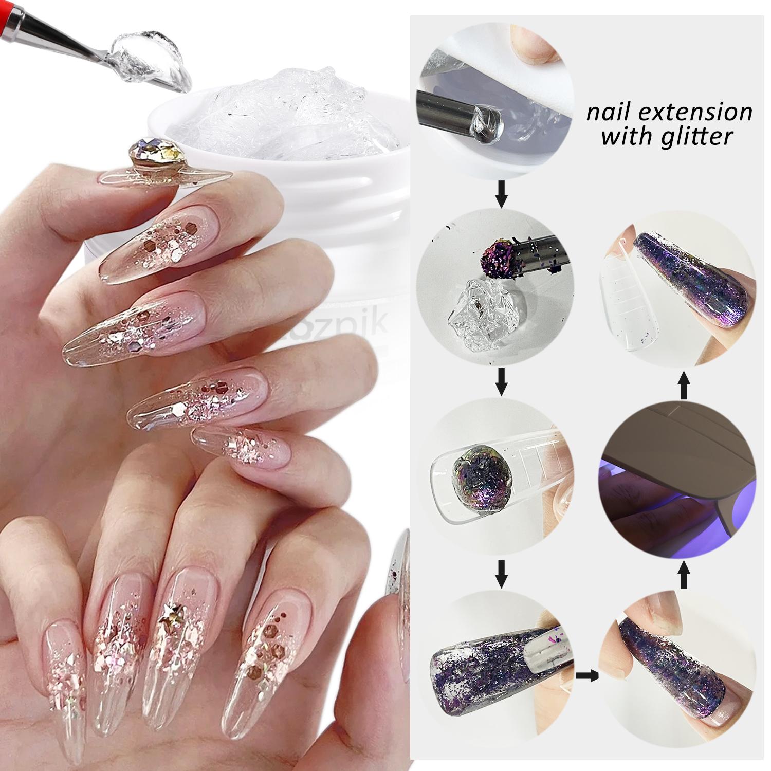 Fcozpjk 30g Solid Builder Gel For Nails and 15g Liner Gel Polish Clear Non-sticky Hard Gel for Nail with Silicone Carving Pen 3D Sculpting Gel Building Gel Nail Extension Gel Nail Salon Supplies