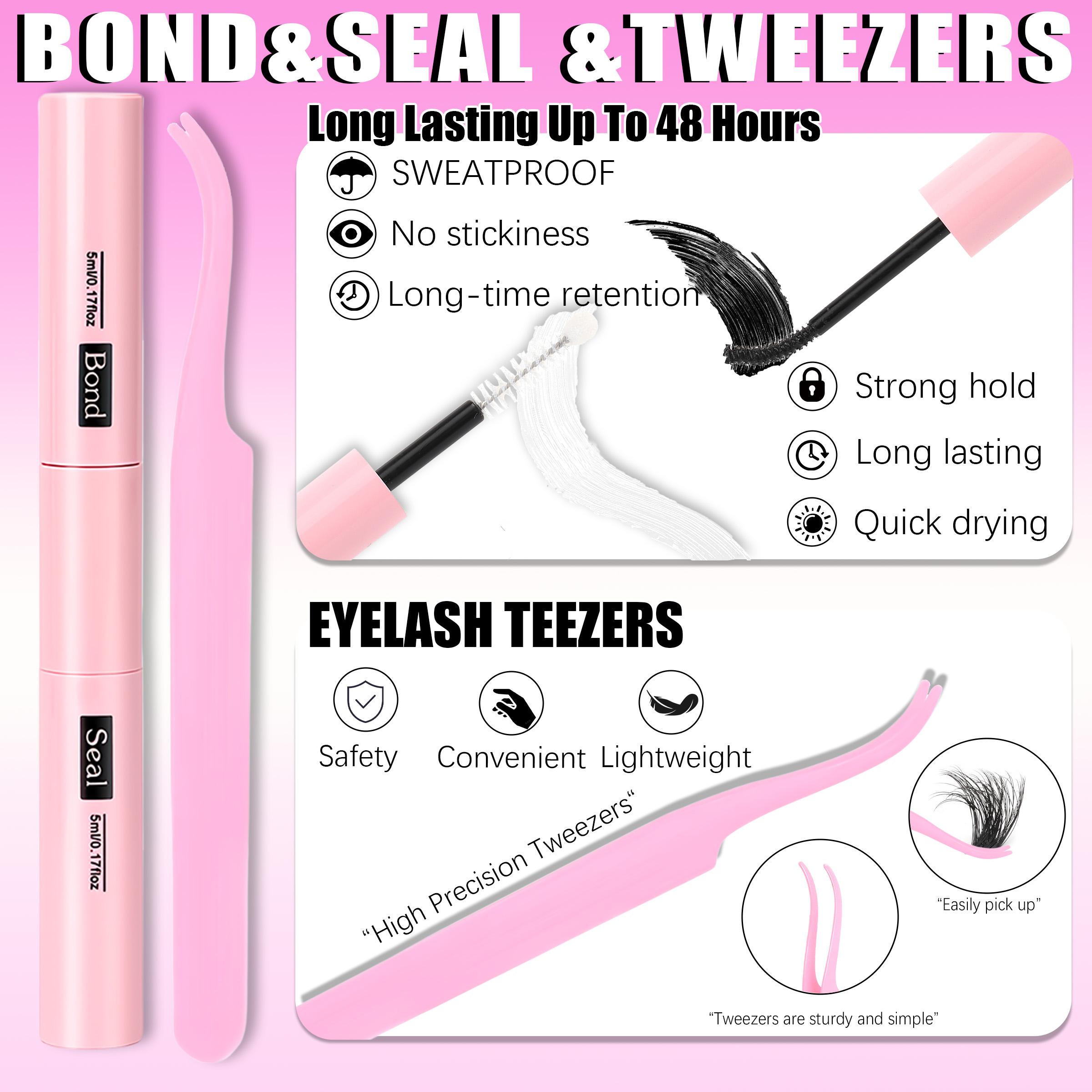 YIDUO 4 Styles DIY Volume Eyelash Cluster Kit, 200D/300D/Bottom/Spike Lashes, 5-20 mm D-Curl Eyelash Extensions Kit 440 Pcs with Lash Bond and Seal, Lash Remover, Lash Tweezers and Eyelash Brush for Easy DIY at Home