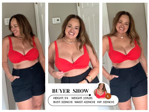 Yonique Women Underwire Bikini Top - Push Up Bathing Suit Top Padded Bra Swimsuit Top