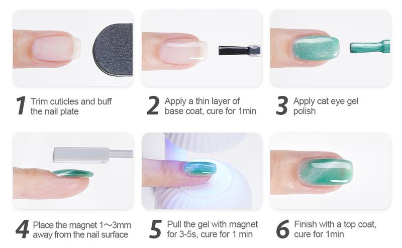 GAOY Glitter Galaxy Cat Eye Gel Nail Polish Set with Magnet for Holographic Cat Eye, Salon Gel Manicure and Nail Art DIY at Home, Gift for Women